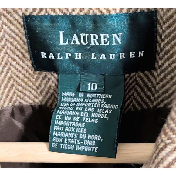 Ralph Lauren Women’s 10 Herringbone Lambswool Wool Blazer Jacket Coat Vintage - Picture 8 of 11